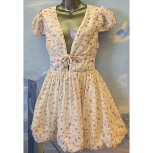 Mable 10 Sweet & Sexy Floral Deep- V Neck Mini Dress LNC!